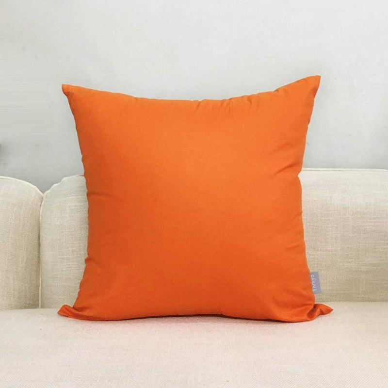 Thmyo 4-Pack 100% Cotton Comfortable Solid Decorative Throw Pillow Case Square Cushion Cover Pillowcase Sublimation Blank Pillow Covers Thanksgiving DIY Throw Pillowcase(20x20inch,Orange) - Image 4